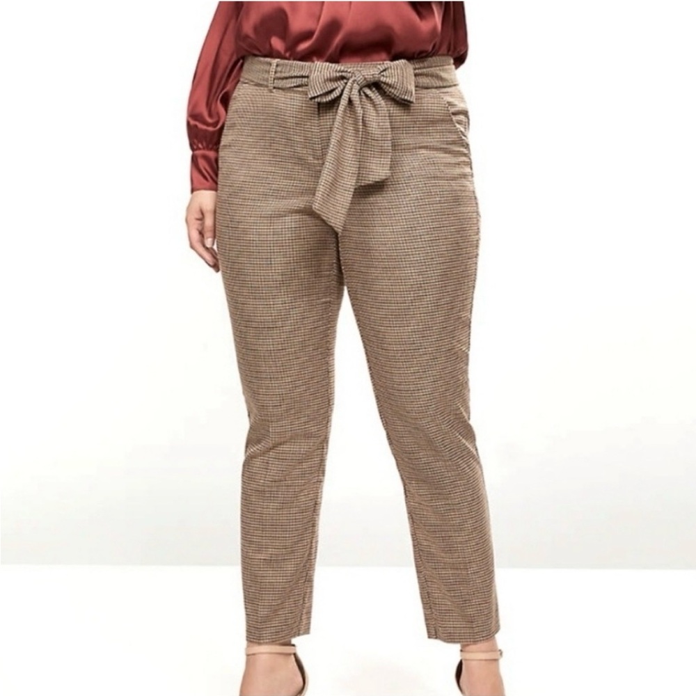 Lane Bryant The Allie SKINNY ANKLE Brown Plaid Tie Waist SZ 16 NWT